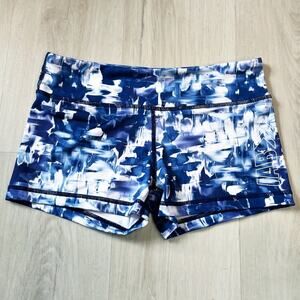 AB brushstrokes print booty shorts blue white size small EUC